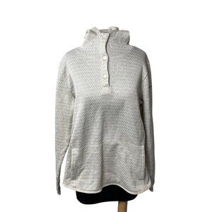 Columbia Womens Cream Pullover Hoodie Sweater With Pockets Size XL Textured Knit